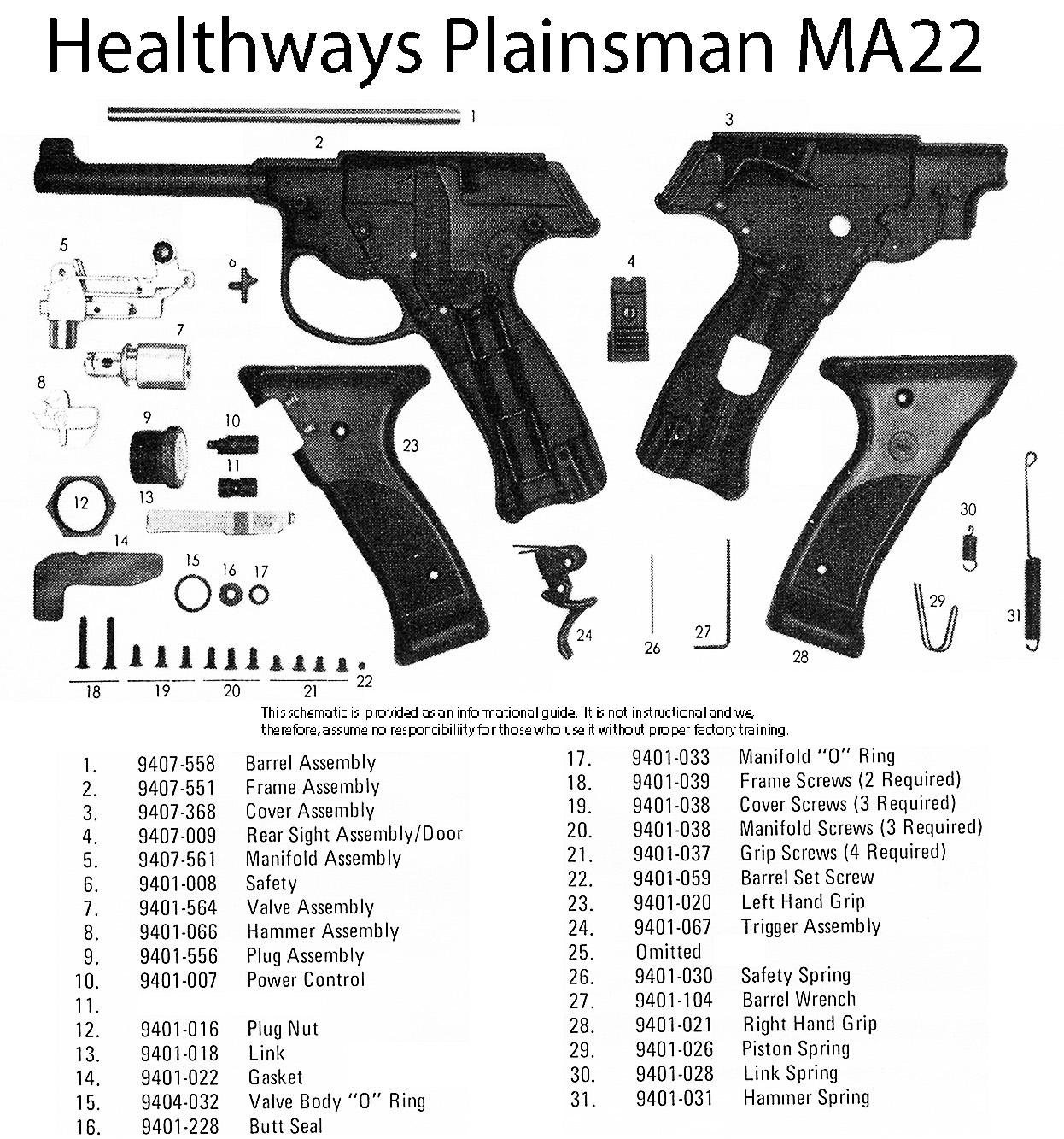 Plainsman MA22 CO2 Pistol Schematic
