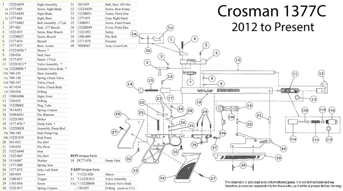 Exploded View & Guide Crosman 1322 1377 Factory Service Manual 
